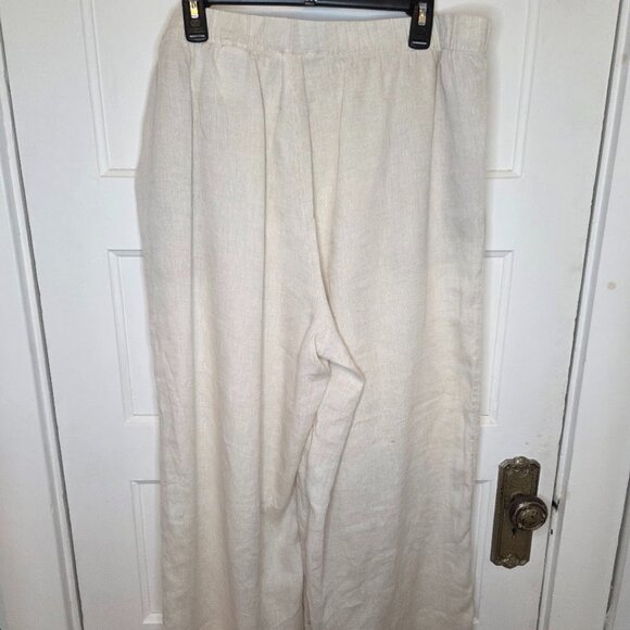 H&M Pants - 100% Linen H&M Beige Elastic Waist Pants - Size XL w/Pockets